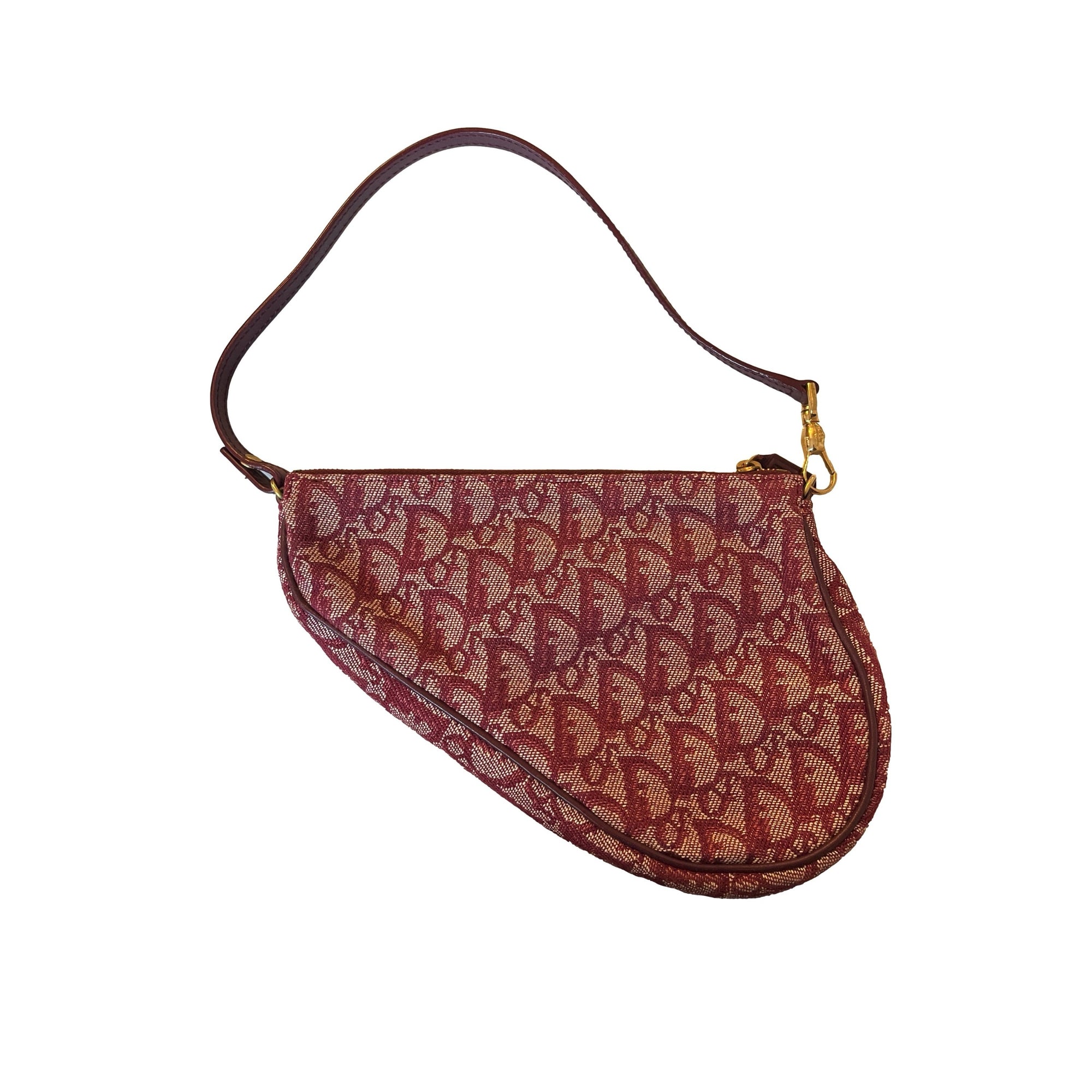 Dior Burgundy Monogram Mini Saddle - Handbags