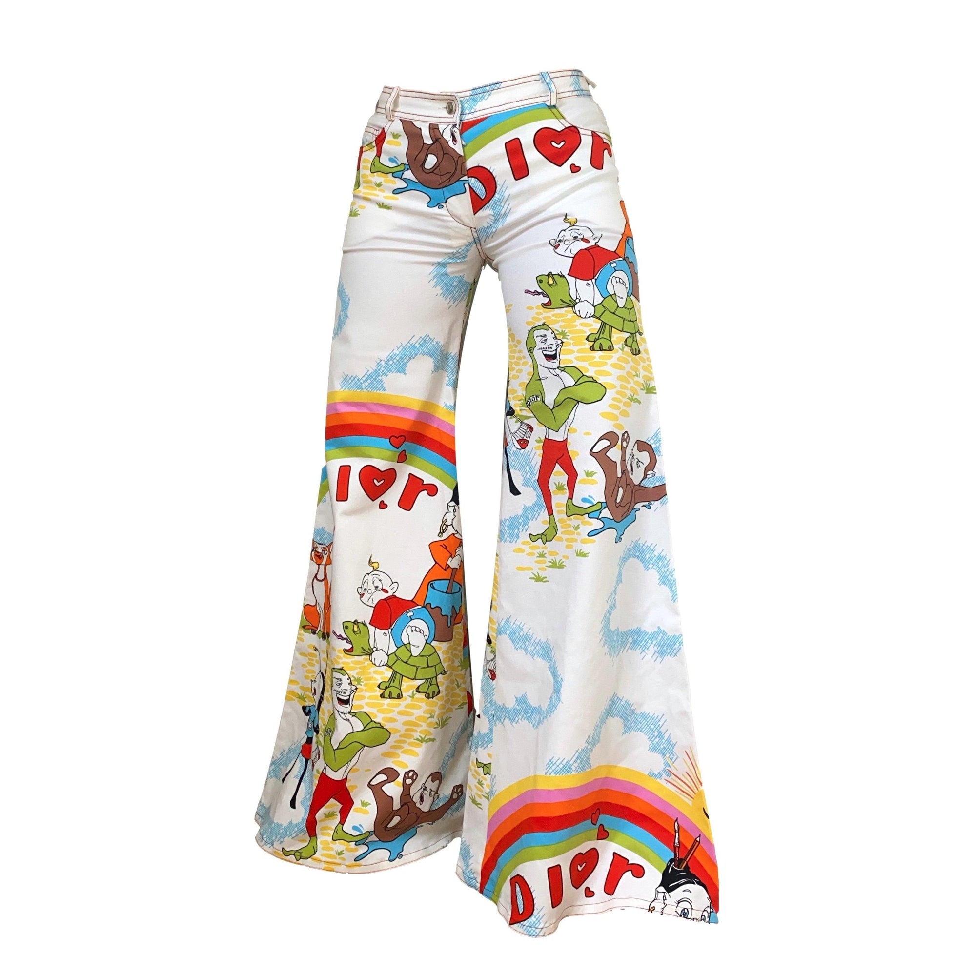 Dior Cartoon Logo Flare Bottoms - Apparel