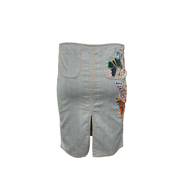 Dior Denim Butterfly Skirt - Apparel