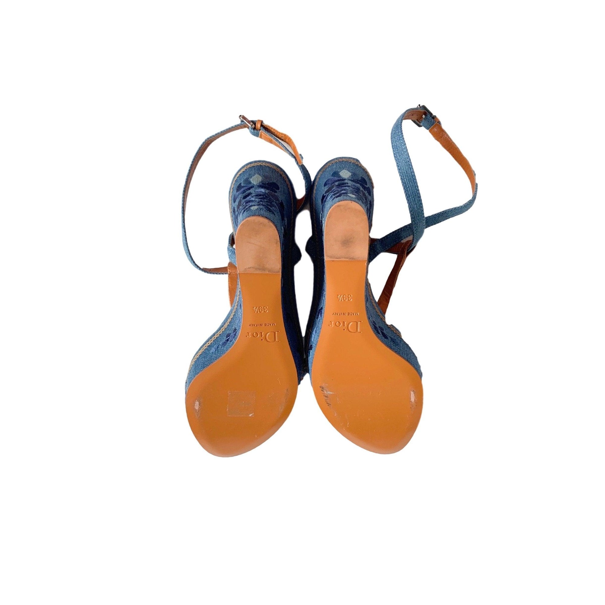 Dior Denim Butterfly Wedge Heels - Shoes