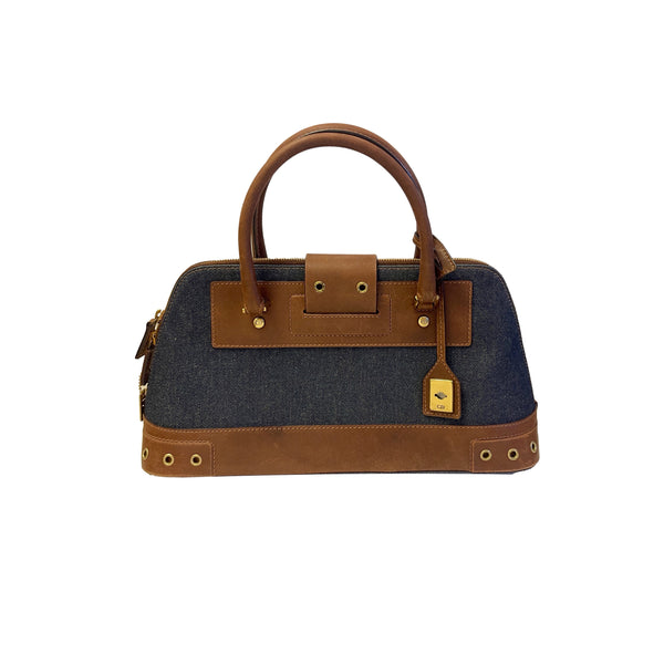 Dior Denim Grommet Top Handle Bag - Handbags