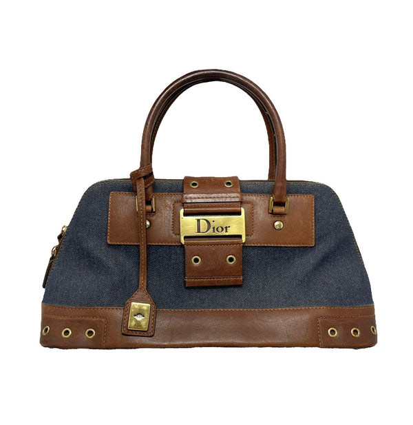 Dior Denim Grommet Top Handle Bag - Handbags