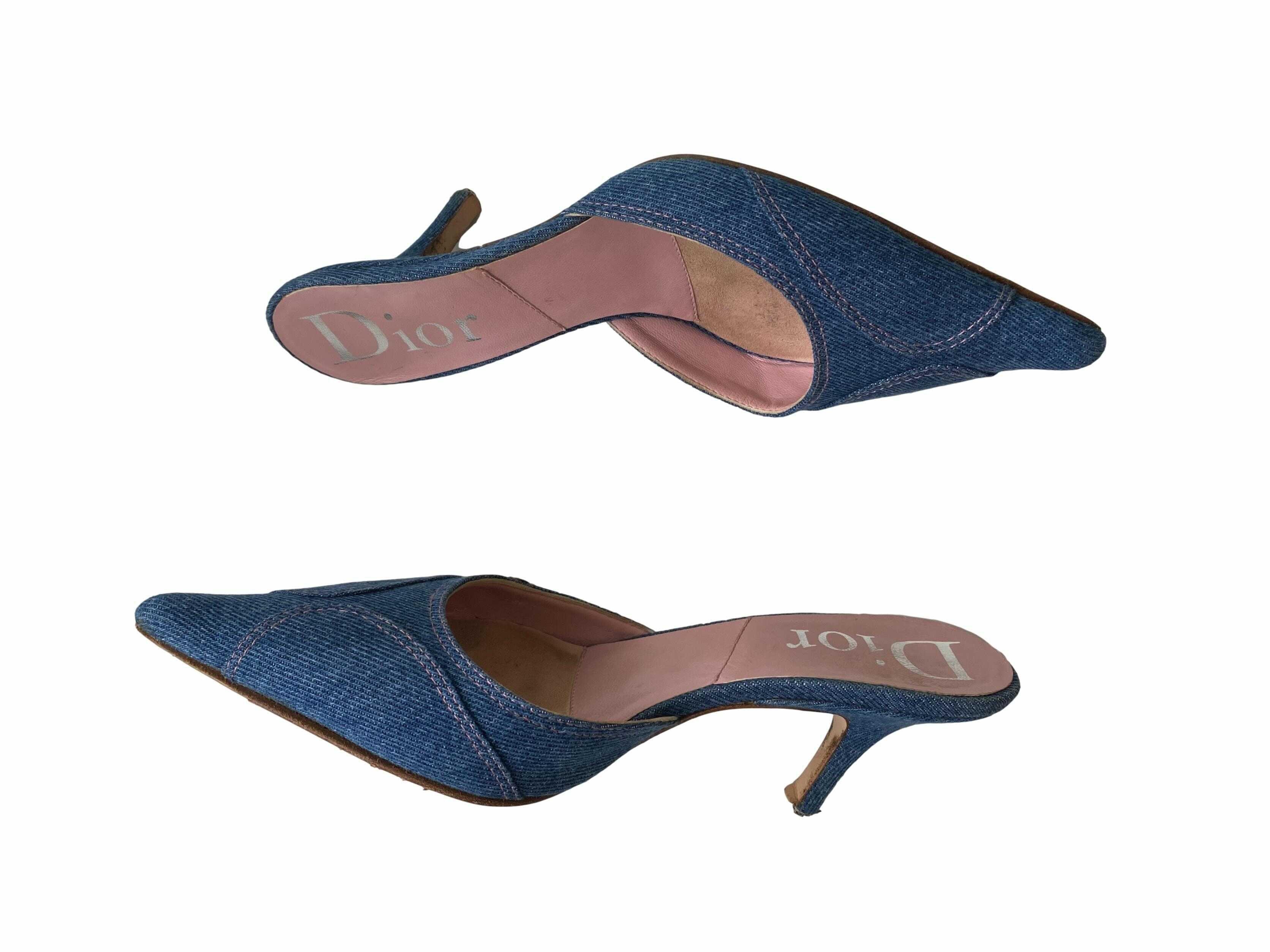 Treasures of NYC - Dior Denim Logo Kitten Heels
