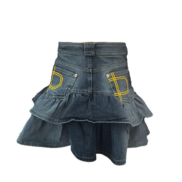 Dior Denim Ruffled Logo Skirt - Apparel