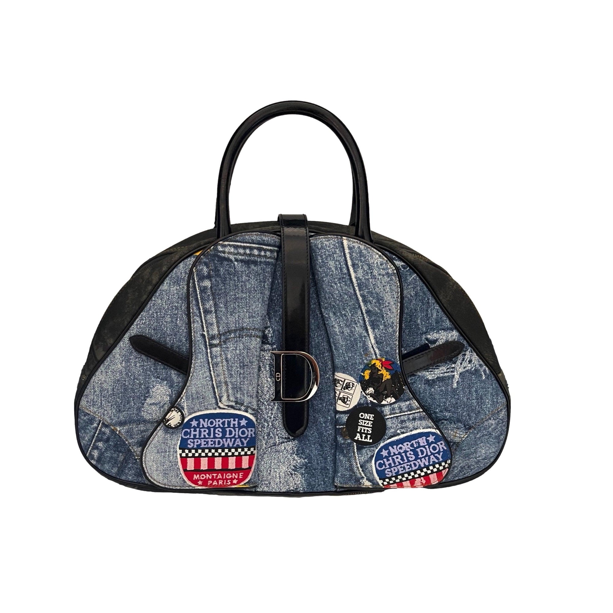 Dior Denim Speedway Jumbo Top Handle Bag - Handbags