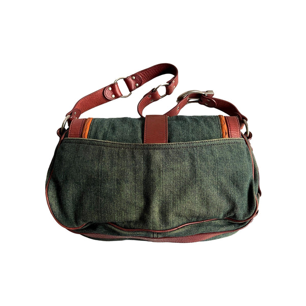Dior Denim Two-Tone Shoulder Saddle Bag - Handbags