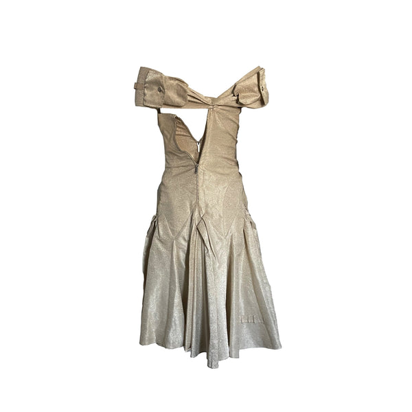 Dior Gold Shimmer Corset Jacquard Dress - Apparel