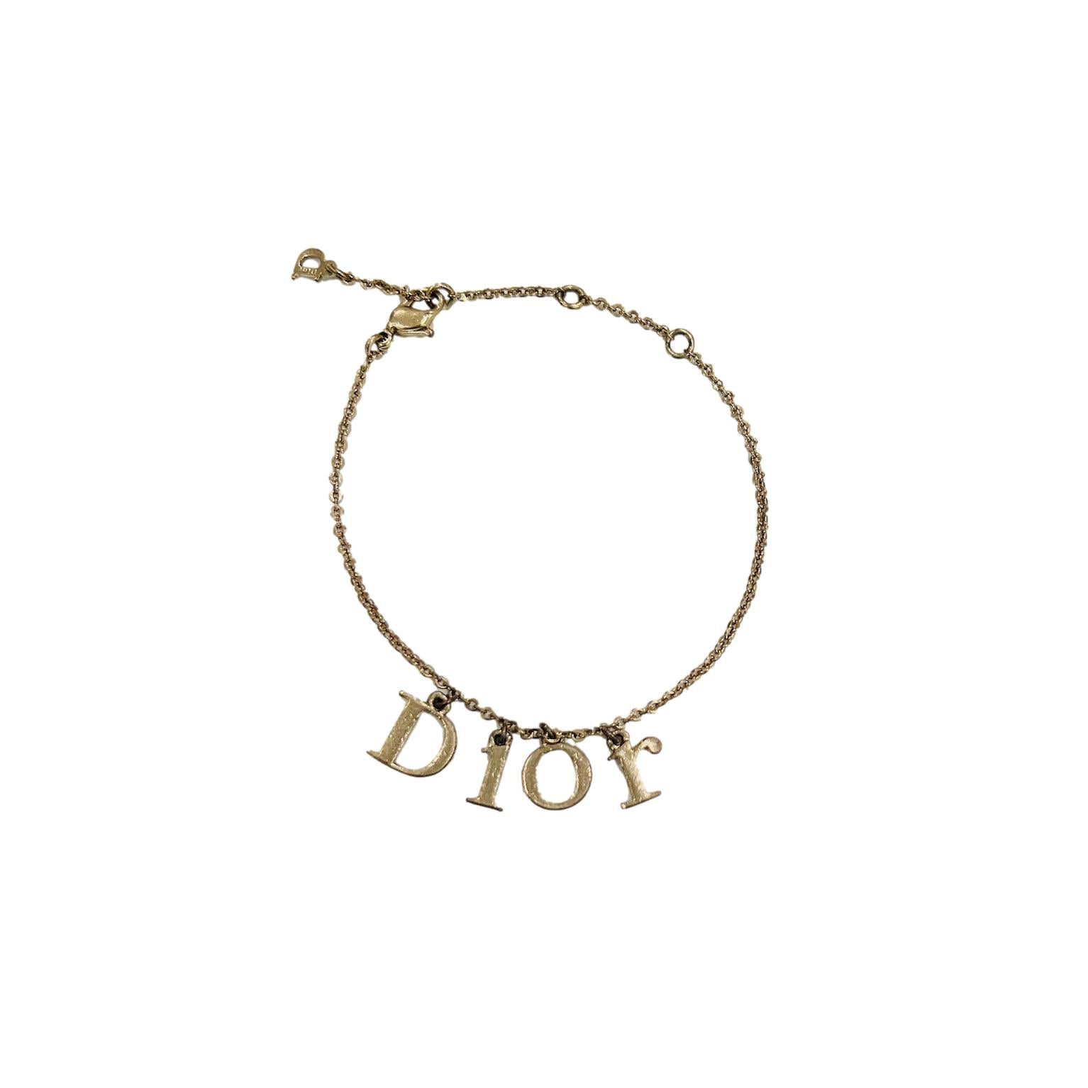 Dior Gold Logo Charm Bracelet - Jewelry