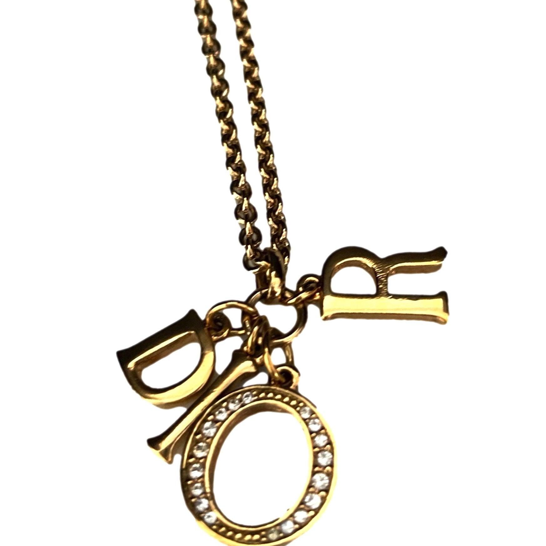 Dior Gold Logo Charm Necklace - Jewelry