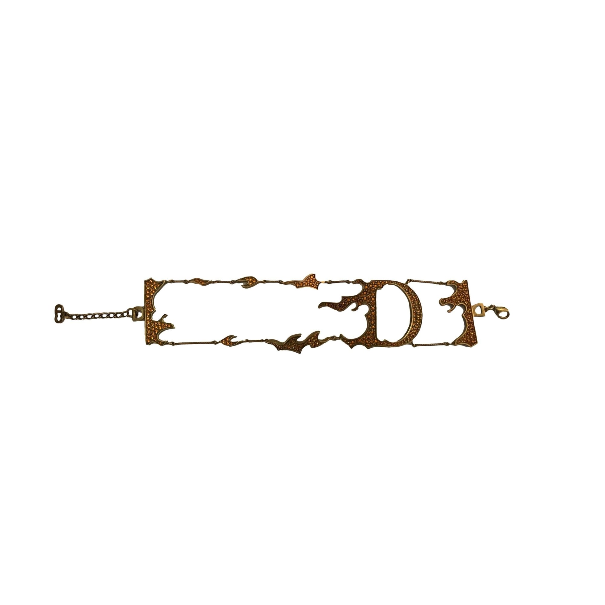 Dior Gold Rhinestone Flame Bracelet - Accessories