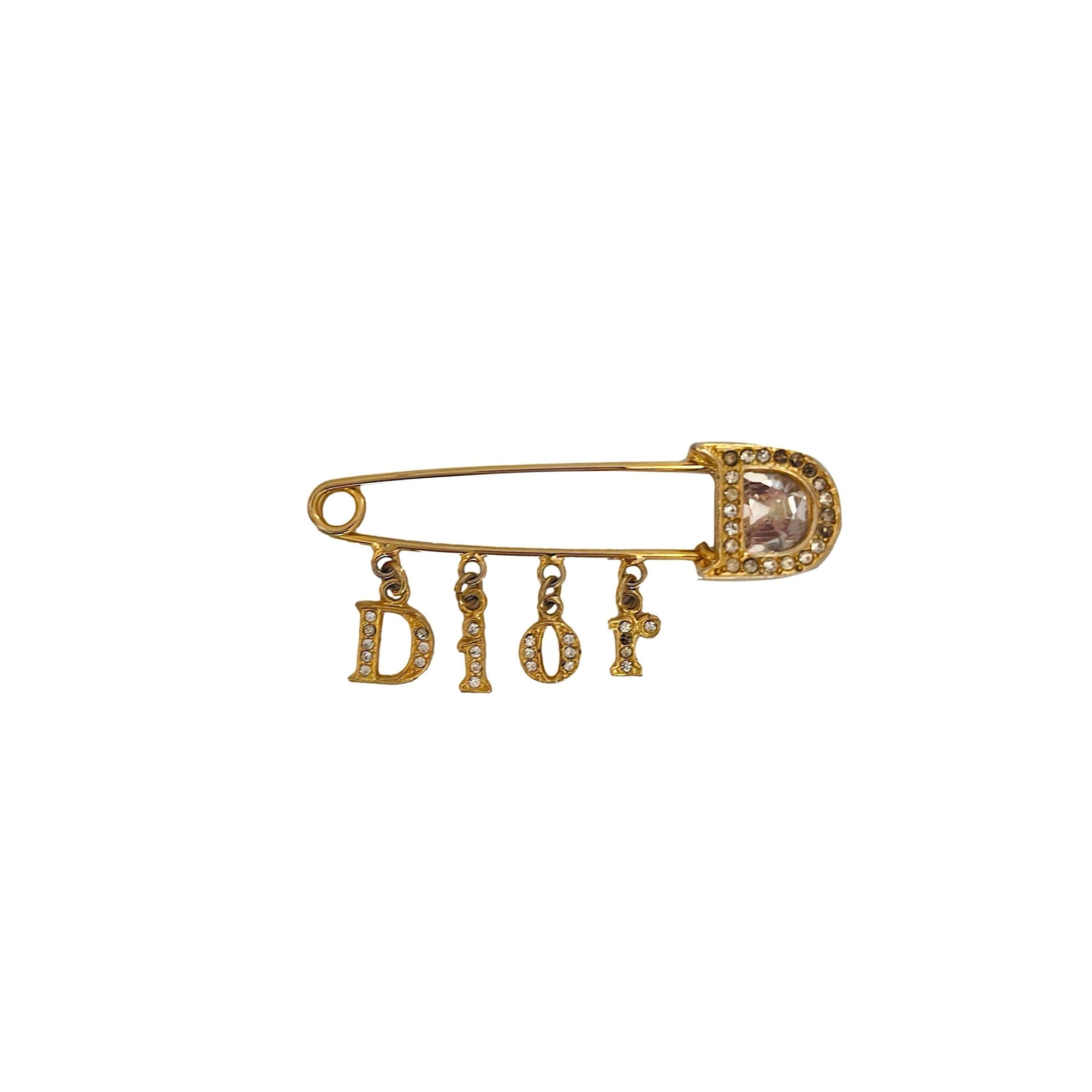 Dior Gold Rhinestone Pin - Accessories