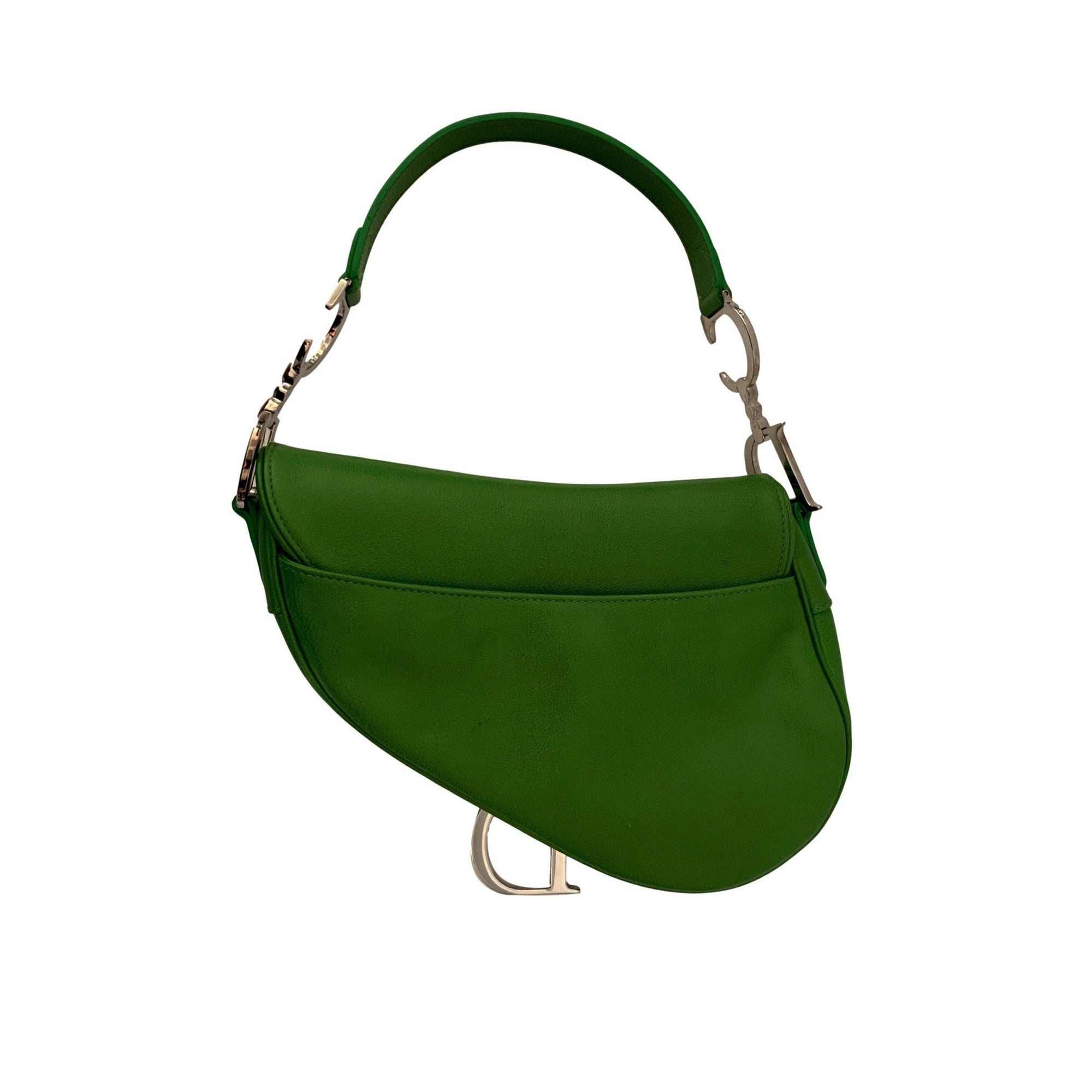 Dior Green Leather Saddle Bag - Handbags