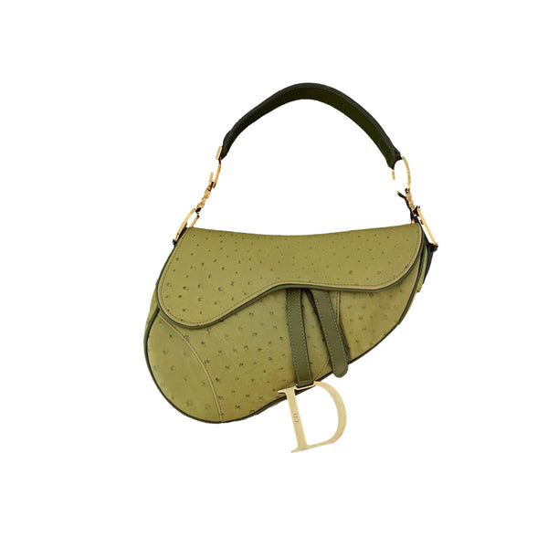 Dior Green Leather Saddle Bag - Handbags