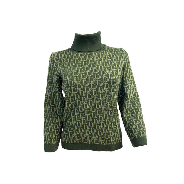 Dior Green Monogram Knit Sweater - Apparel