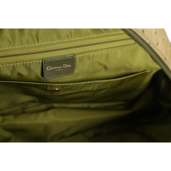 Dior Green Ostrich Top Handle Bag - Handbags
