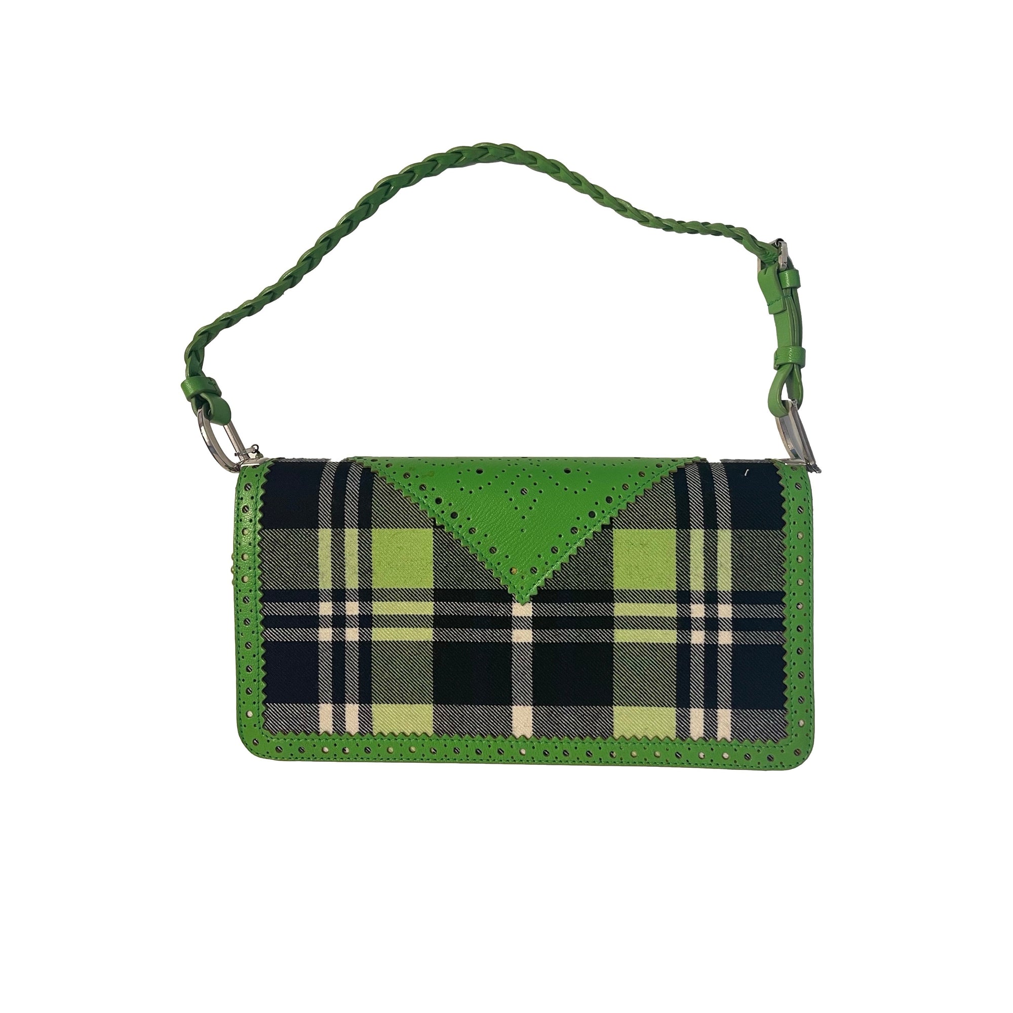 Dior Green Plaid Braided Shoulder Bag - Handbags