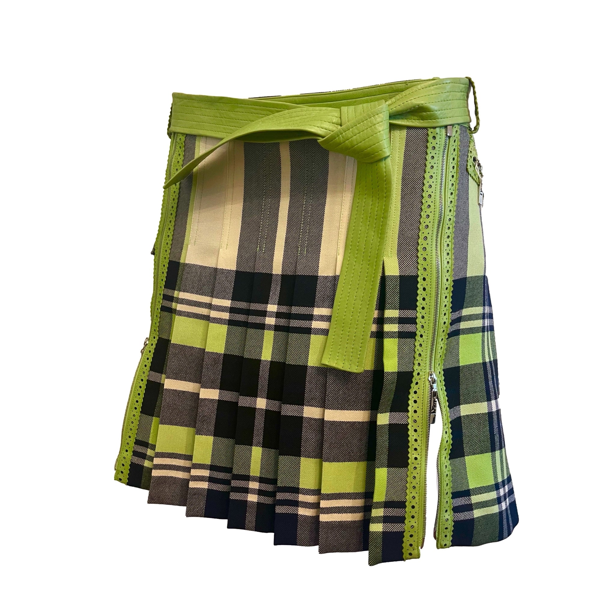Dior Green Plaid Pleated Skirt - Apparel