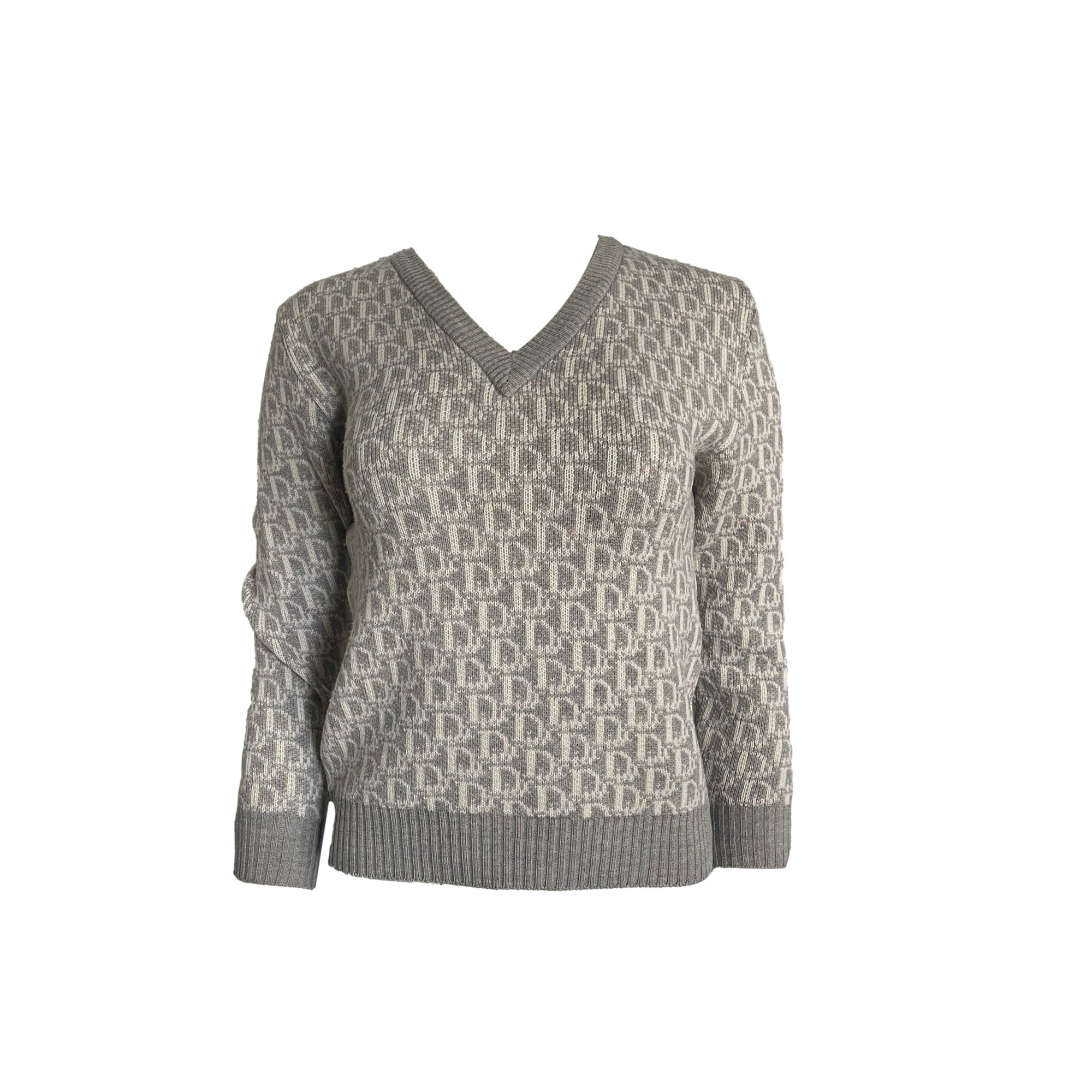 Dior Grey Monogram Knit Sweater - Apparel