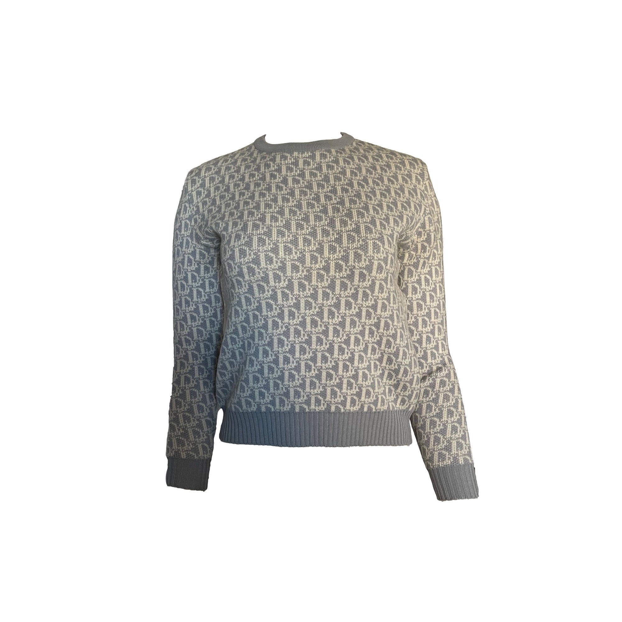 Dior Grey Monogram Knit Sweater - Apparel