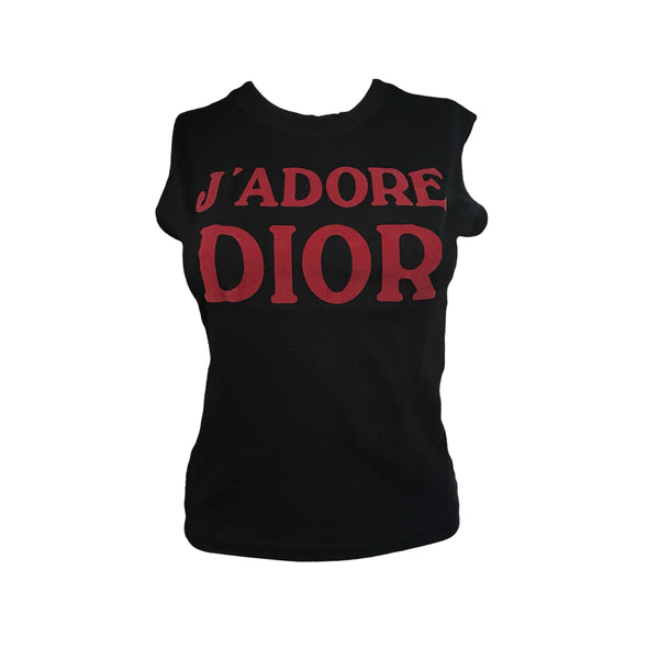 Dior J’Adore Black Logo Tank Top - Apparel