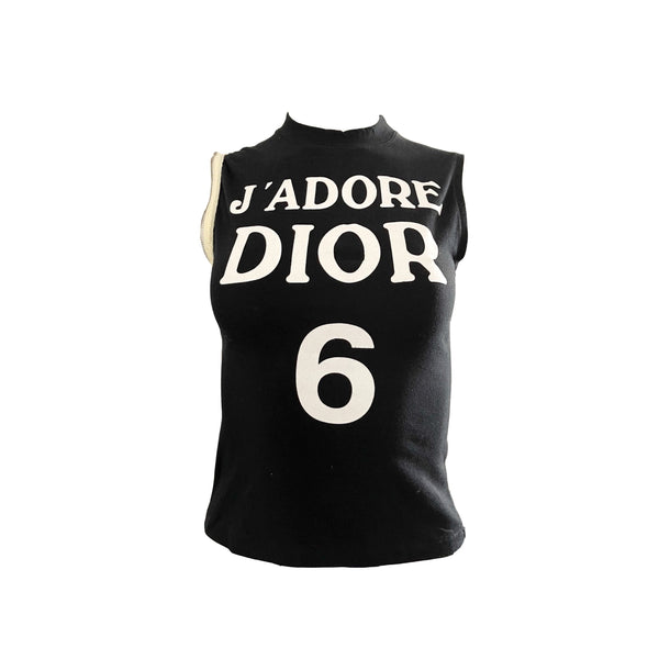 Dior J’Adore Black Zippered Logo Tank Top - Apparel