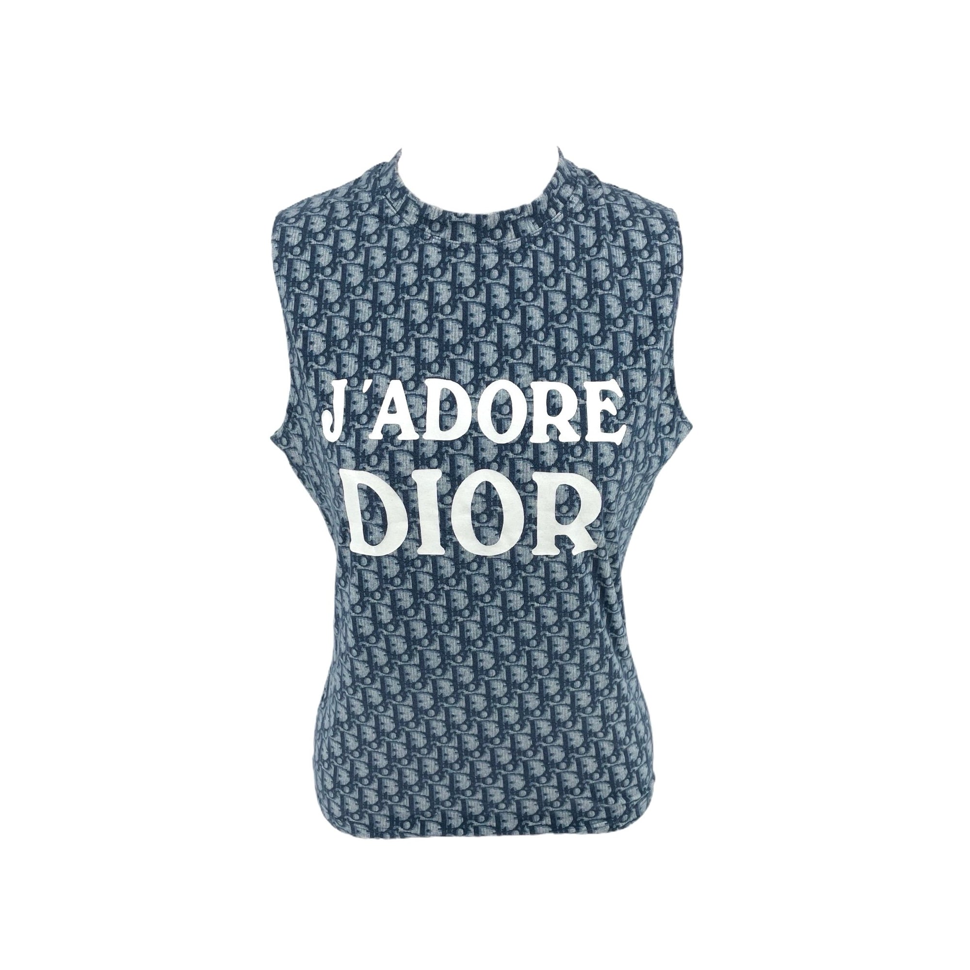 Dior J’Adore Navy Logo Tank Top - Apparel