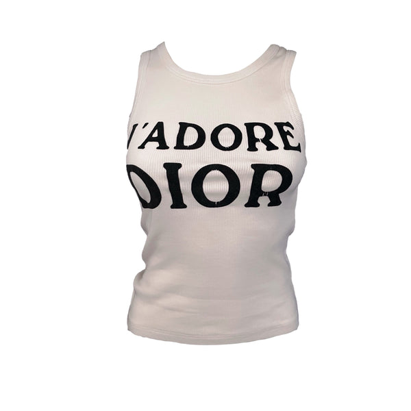 Dior J’adore White Ribbed Tank Top - Apparel