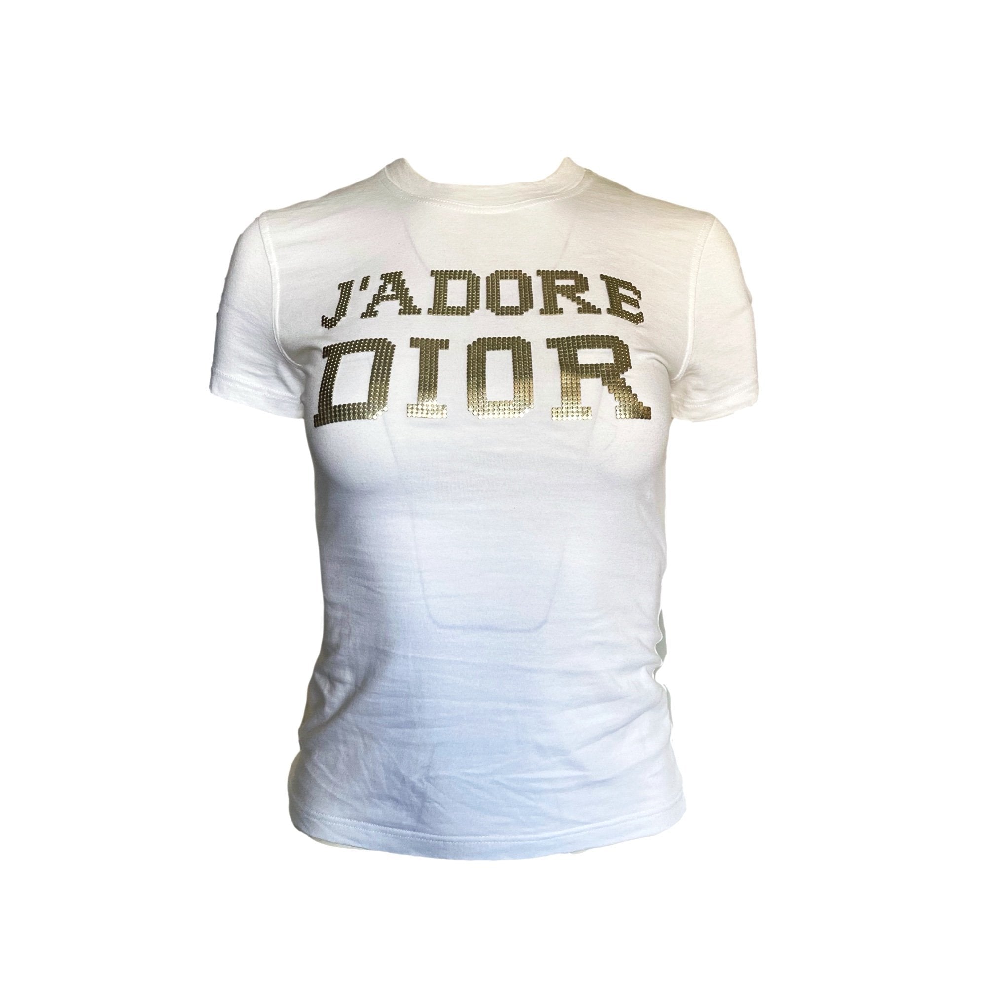 Dior J’Adore White Studded T-Shirt - Apparel