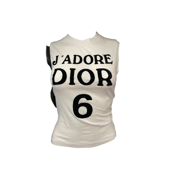 Dior J’Adore White Zippered Logo Tank Top - Apparel