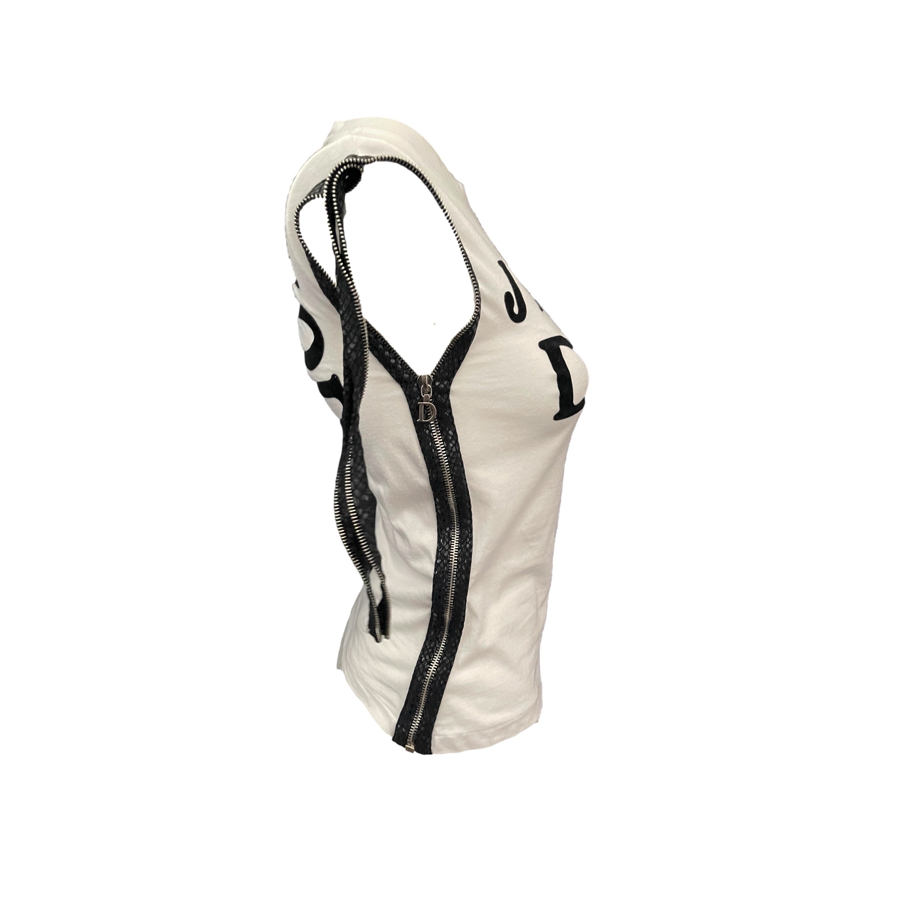 J'ADORE DIOR タンクトップ♡ Dior J'adore White Logo Zipper Tank – Treasures of NYC