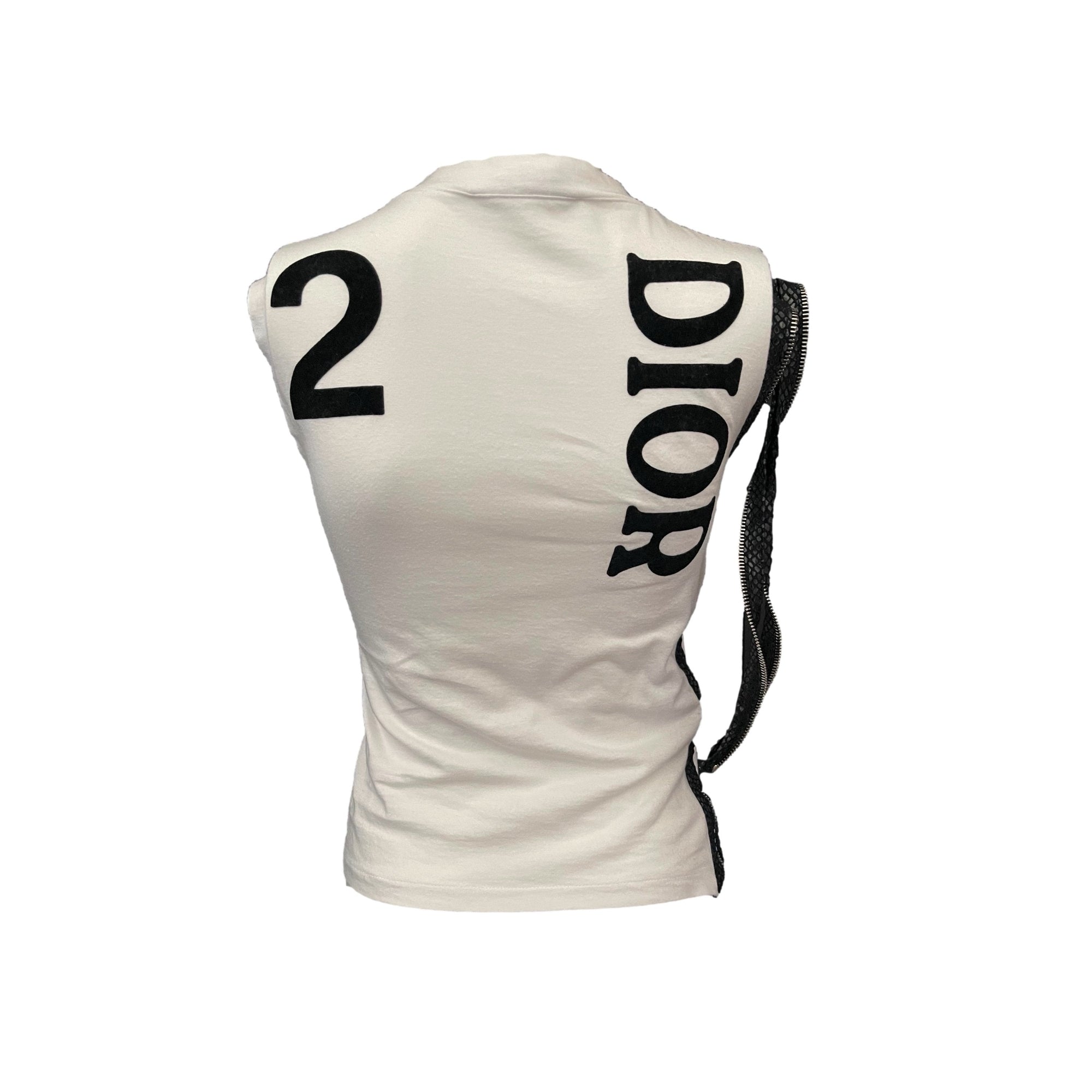 Dior J’Adore White Zippered Logo Tank Top - Apparel
