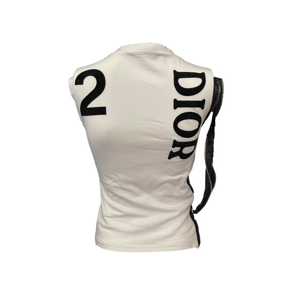 Dior J’Adore White Zippered Logo Tank Top - Apparel