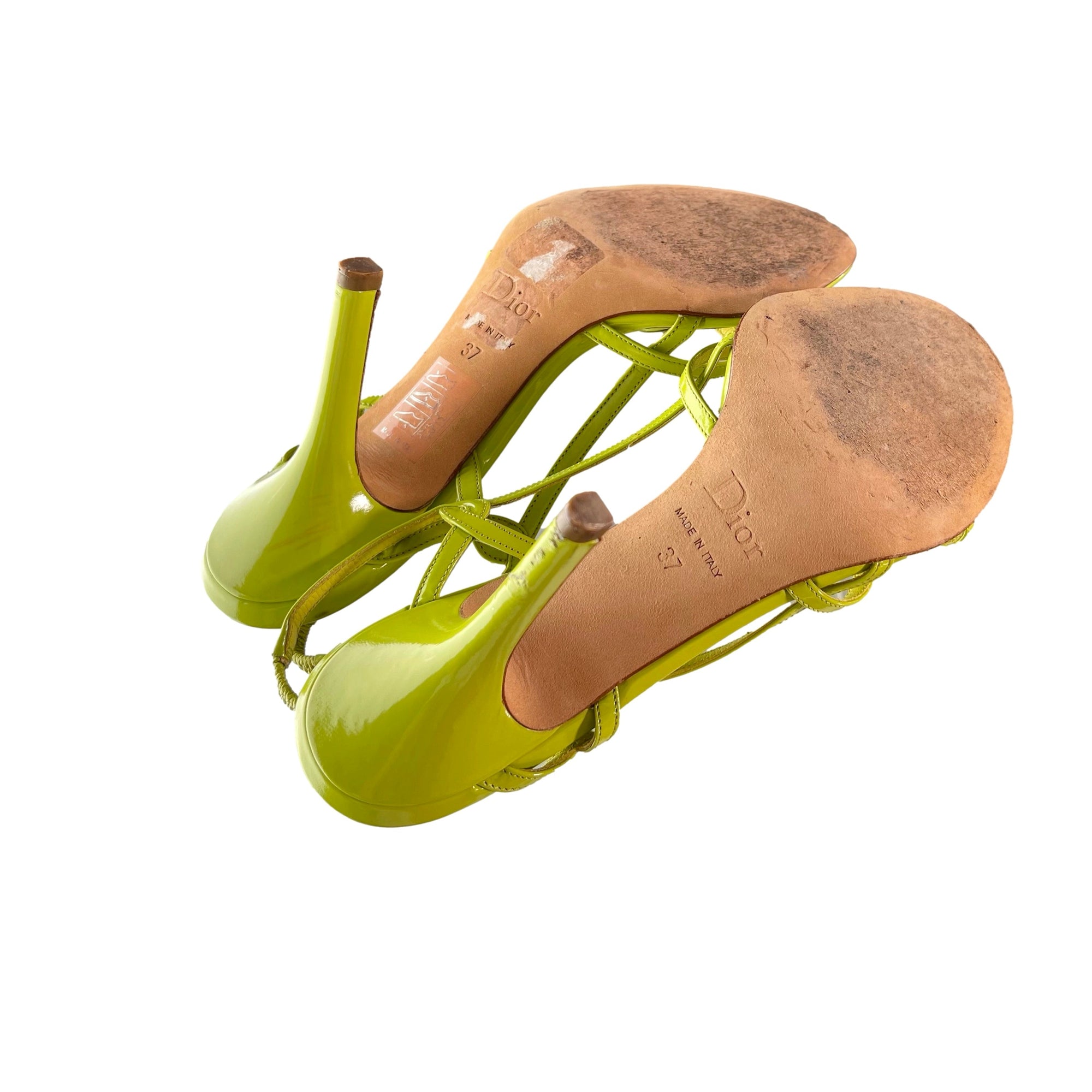 Dior Lime Green Logo Heels - Shoes