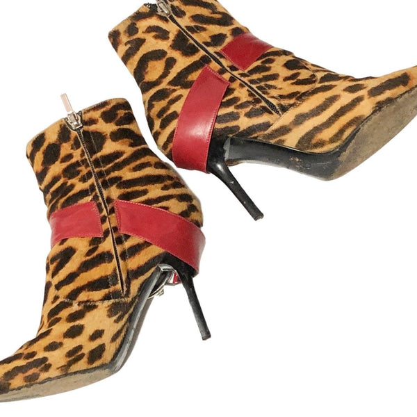 Dior Logo Medallion Cheetah Heeled Boots - Shoes