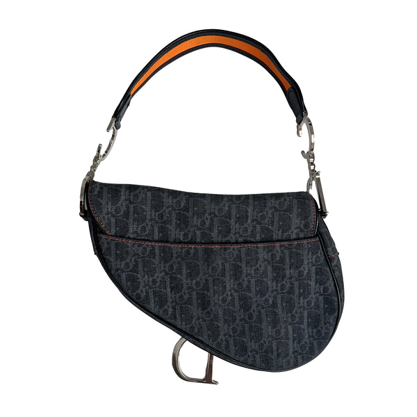 Dior Navy Flight Logo Saddle Bag - Handbags