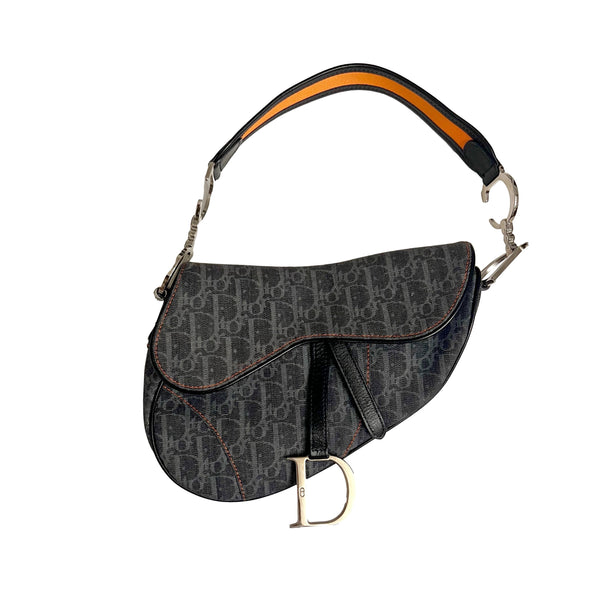 Dior Navy Flight Logo Saddle Bag - Handbags