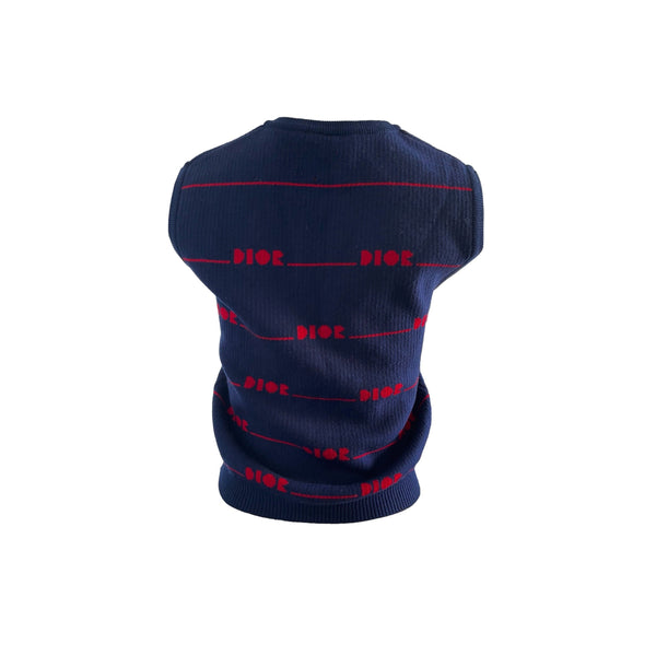 Dior Navy Logo Knit Sweater Vest - Apparel