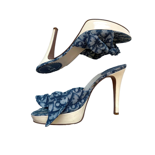 Dior Navy Logo Platform Heels - Shoes