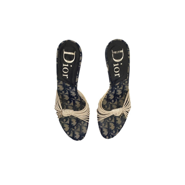 Dior Navy Logo Wedge Heels - Shoes
