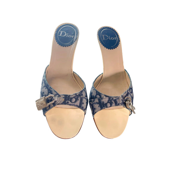 Dior Navy Monogram Lock Heels - Shoes