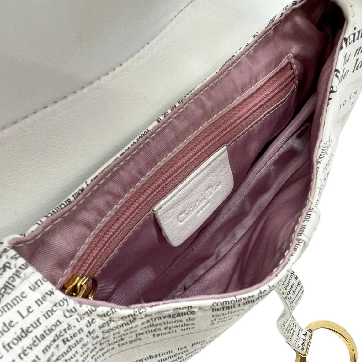 Dior Newsprint Saddle Bag - Handbags