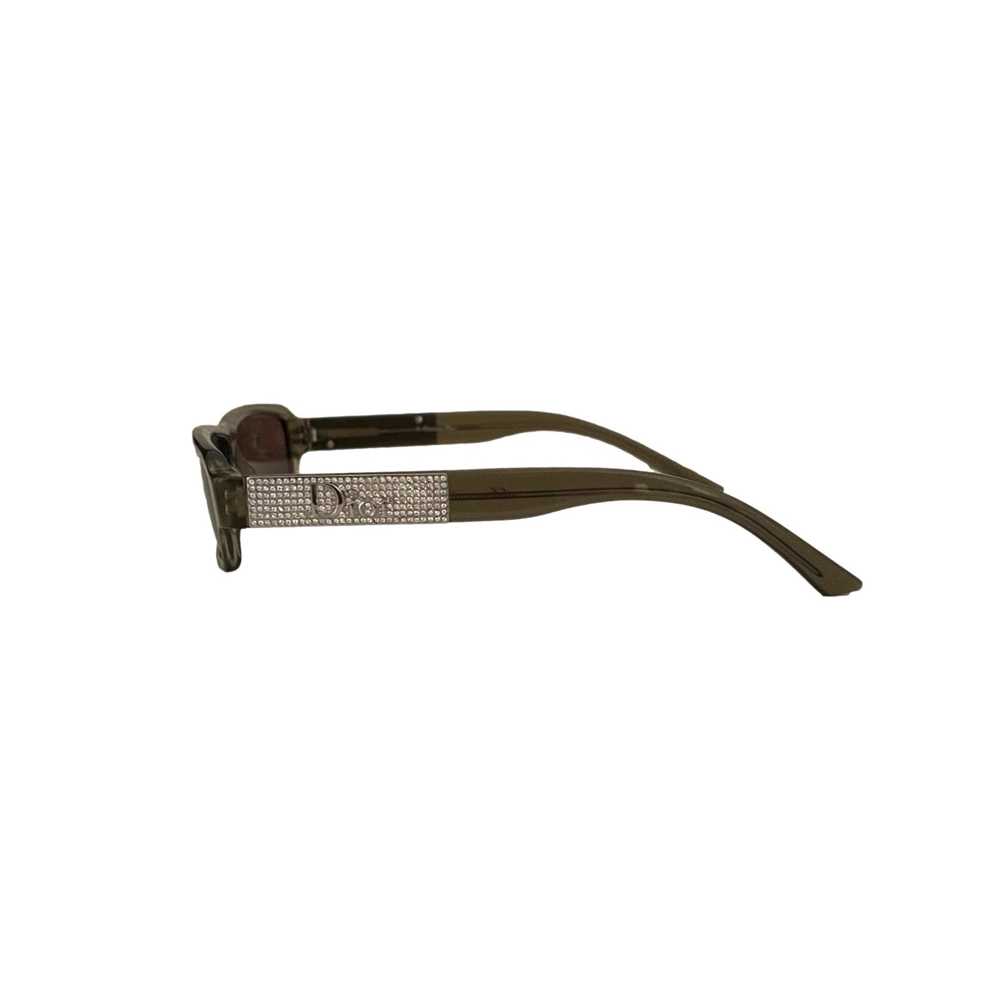 Dior Olive Rhinestone Thin Sunglasses - Sunglasses