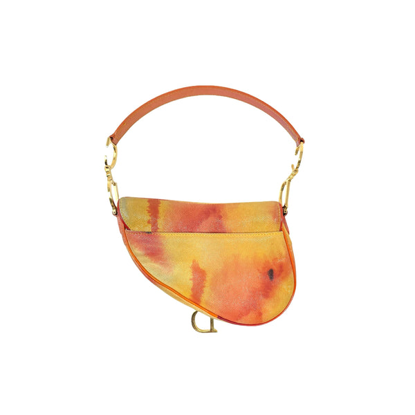 Dior Orange Print Mini Saddle Bag - Handbags