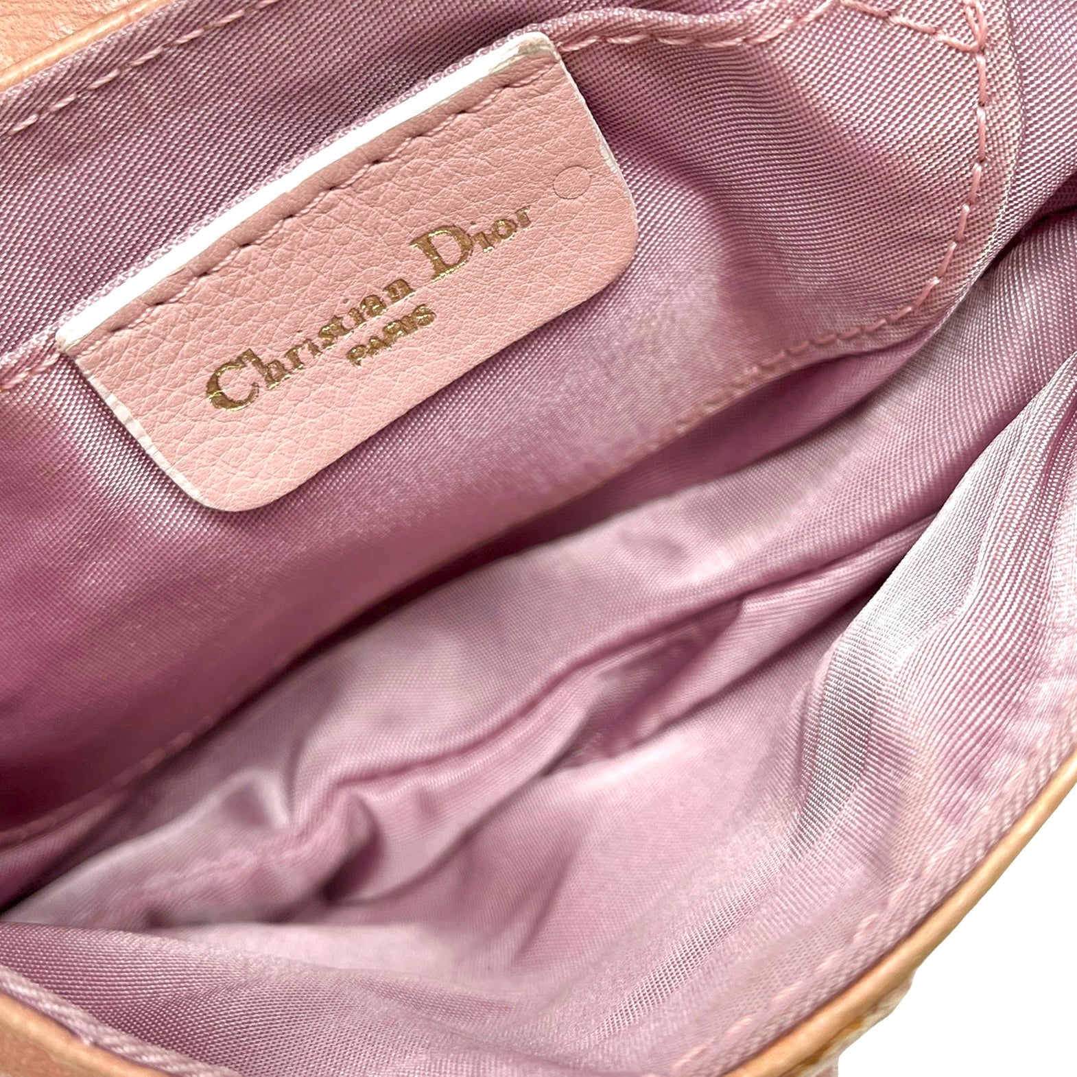 Dior Peach Mini Saddle Wristlet - Handbags
