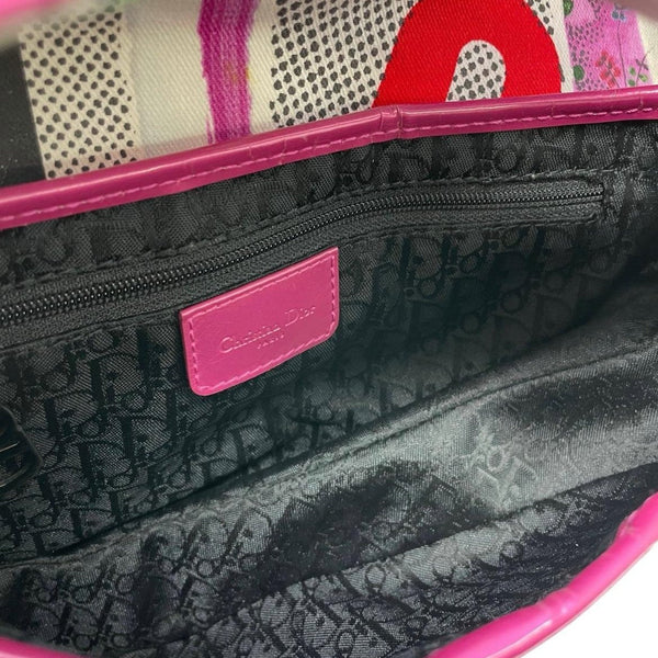 Dior Pink Filth Logo Saddle Bag - Handbags