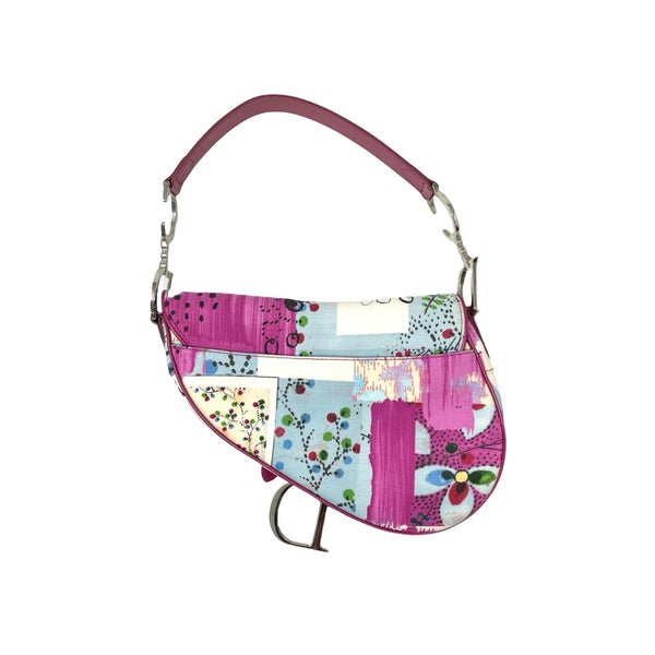 Dior Pink Filth Logo Saddle Bag - Handbags