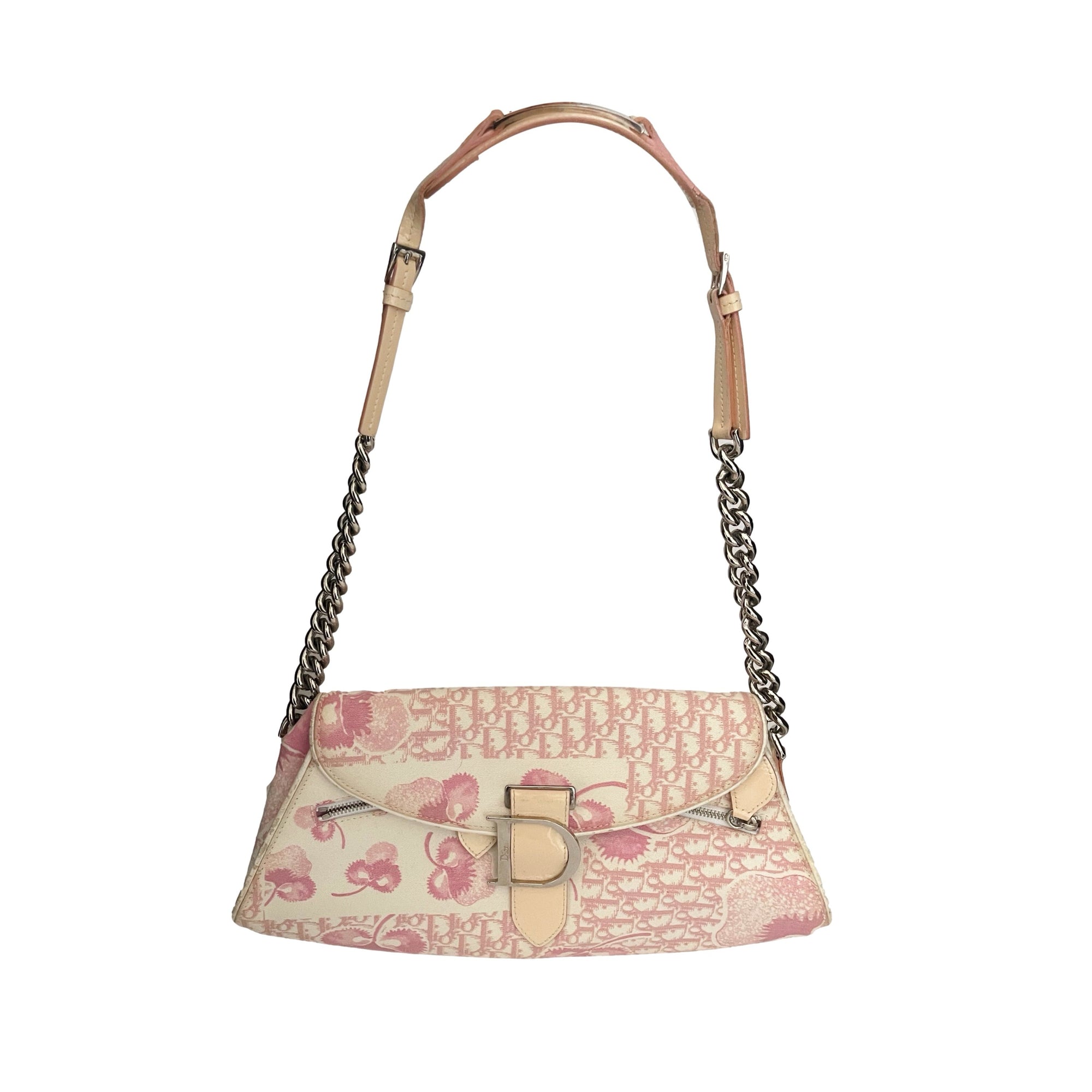 Dior Pink Floral Logo Shoulder Bag - Handbags