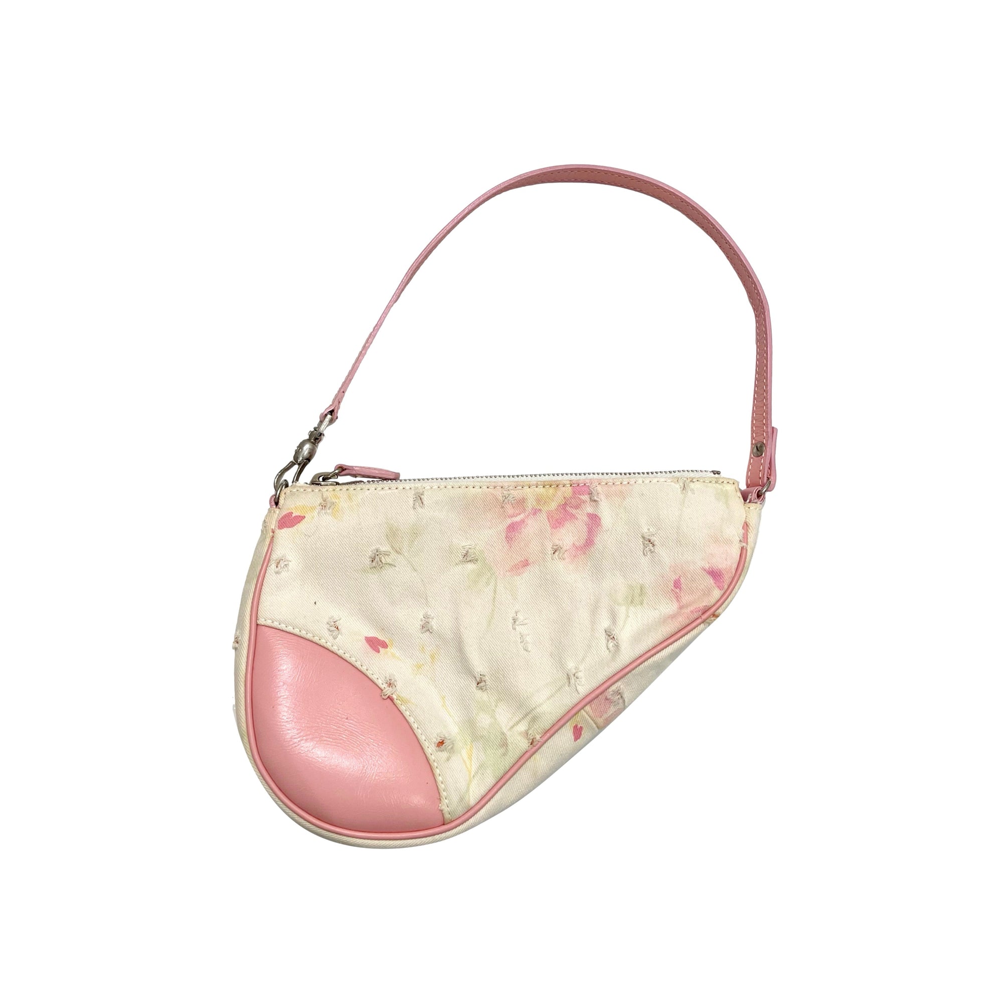 Dior Distressed Floral Mini Saddle - Handbags