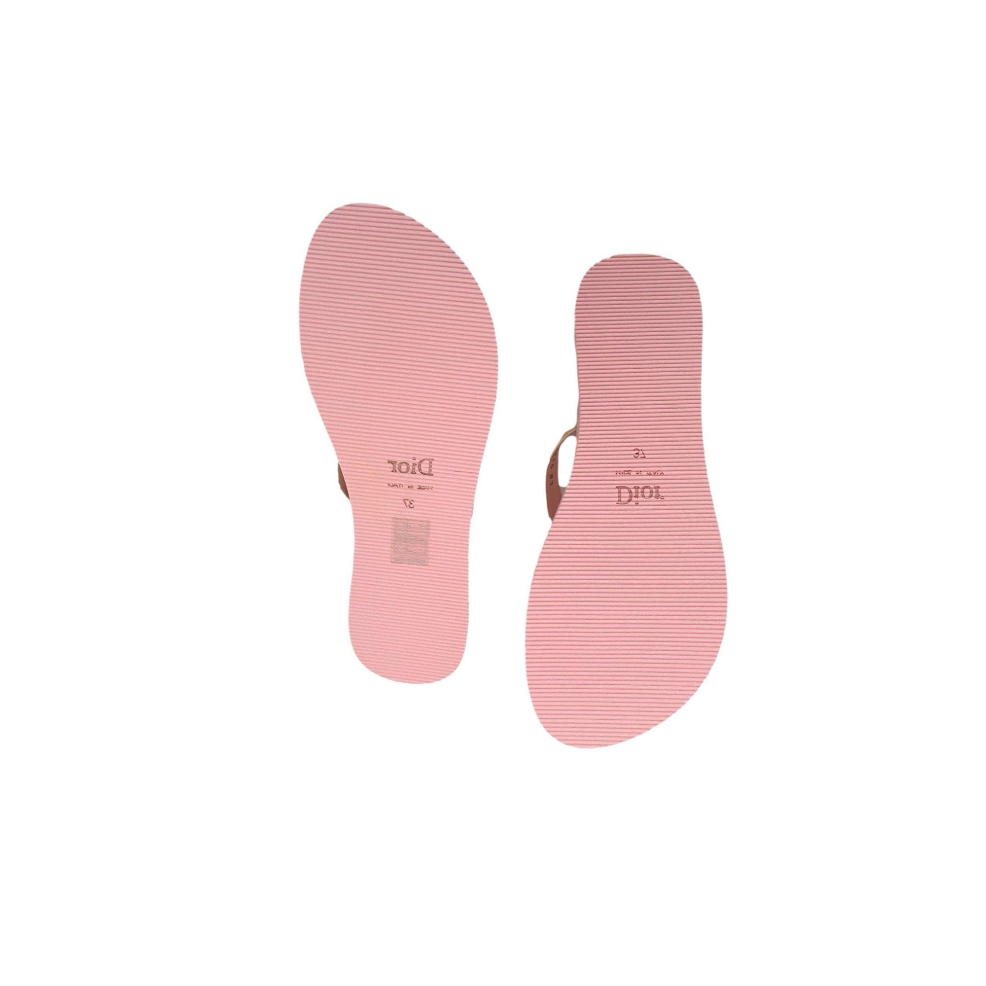 Dior Pink Logo Floral Sandals - Shoes