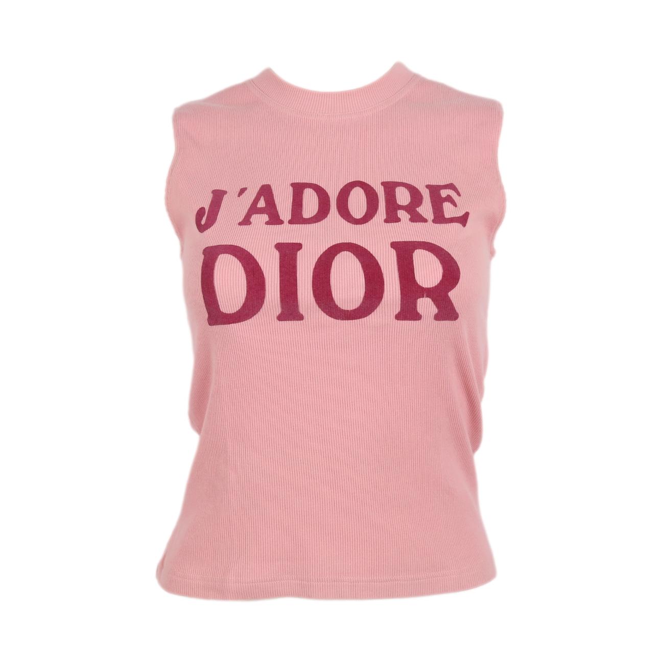 Dior Pink Ribbed Logo Tank - Apparel